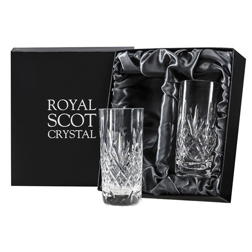 Glencoe 2 Crystal Tall Tumblers (Highballs) 150 mm (Presentation Boxed) Royal Scot Crystal - Shop Today